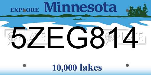 5ZEG814 Minnesota License Plate