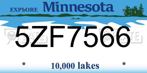 5ZF7566 Minnesota License Plate