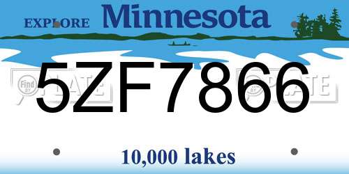 5ZF7866 Minnesota License Plate