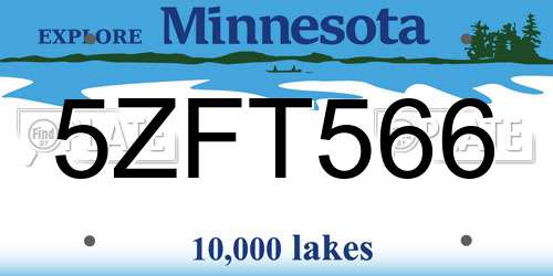 5ZFT566 Minnesota License Plate
