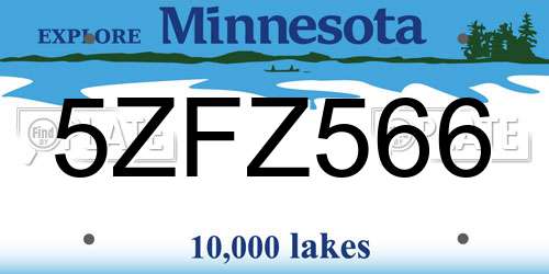 5ZFZ566 Minnesota License Plate
