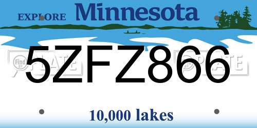 5ZFZ866 Minnesota License Plate