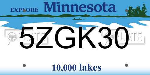 5ZGK30 Minnesota License Plate
