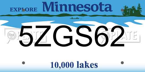 5ZGS62 Minnesota License Plate