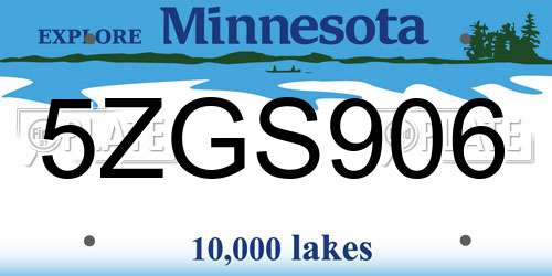 5ZGS906 Minnesota License Plate