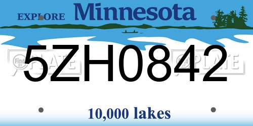 5ZH0842 Minnesota License Plate
