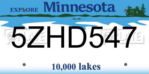 5ZHD547 Minnesota License Plate
