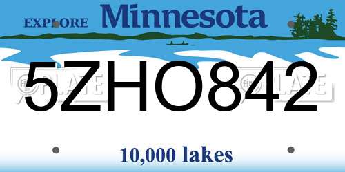 5ZHO842 Minnesota License Plate