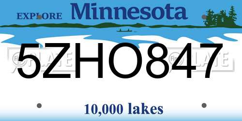 5ZHO847 Minnesota License Plate