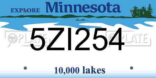 5ZI254 Minnesota License Plate