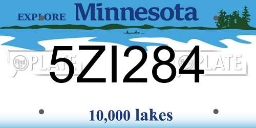5ZI284 Minnesota License Plate