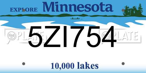 5ZI754 Minnesota License Plate