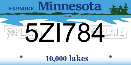5ZI784 Minnesota License Plate