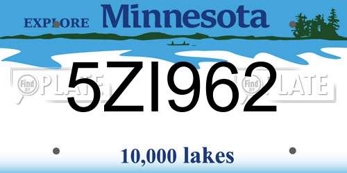 5ZI962 Minnesota License Plate
