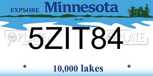 5ZIT84 Minnesota License Plate