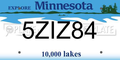 5ZIZ84 Minnesota License Plate