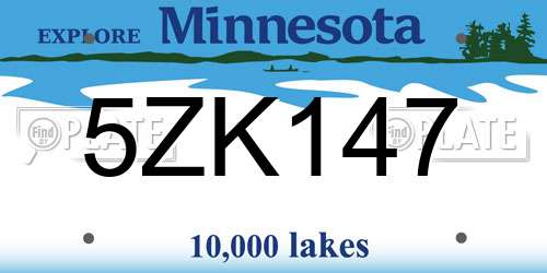 5ZK147 Minnesota License Plate