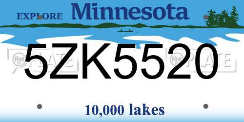 5ZK5520 Minnesota License Plate