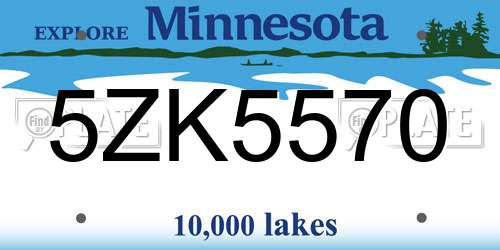 5ZK5570 Minnesota License Plate