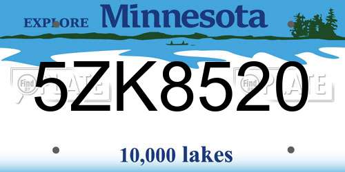 5ZK8520 Minnesota License Plate