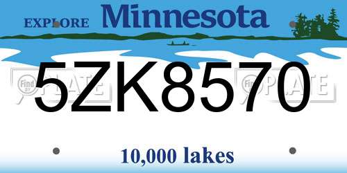 5ZK8570 Minnesota License Plate