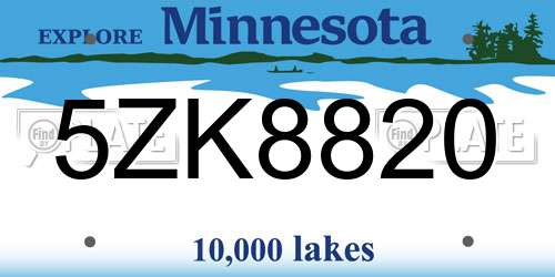 5ZK8820 Minnesota License Plate