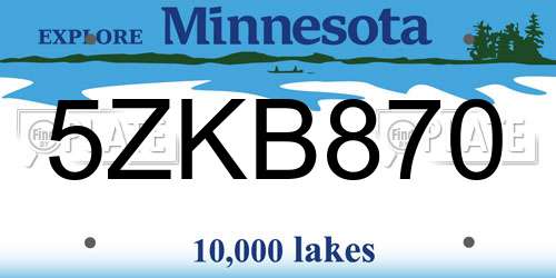 5ZKB870 Minnesota License Plate