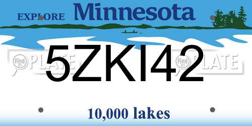 5ZKI42 Minnesota License Plate