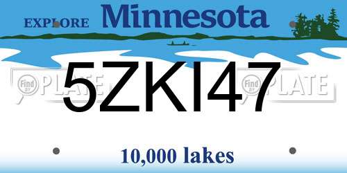 5ZKI47 Minnesota License Plate