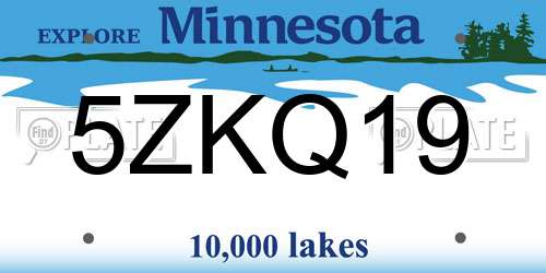 5ZKQ19 Minnesota License Plate