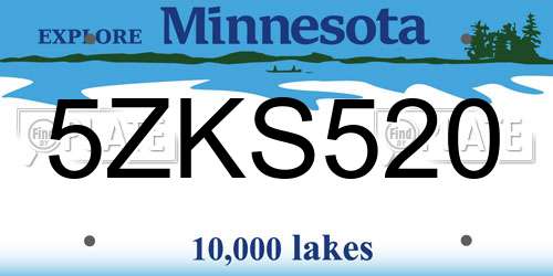 5ZKS520 Minnesota License Plate
