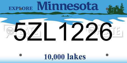 5ZL1226 Minnesota License Plate
