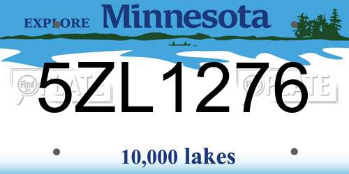5ZL1276 Minnesota License Plate