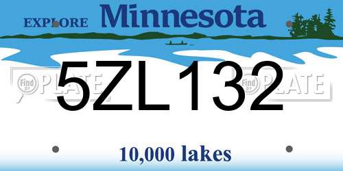 5ZL132 Minnesota License Plate