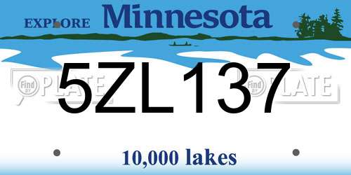 5ZL137 Minnesota License Plate