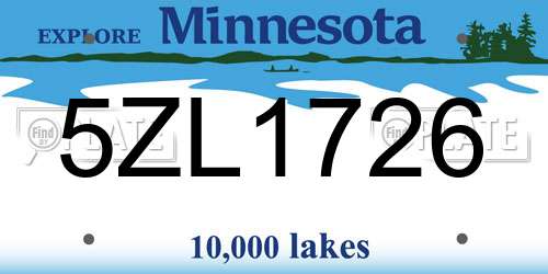 5ZL1726 Minnesota License Plate