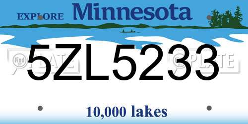 5ZL5233 Minnesota License Plate