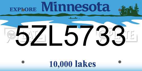 5ZL5733 Minnesota License Plate