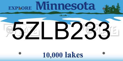 5ZLB233 Minnesota License Plate