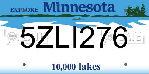 5ZLI276 Minnesota License Plate