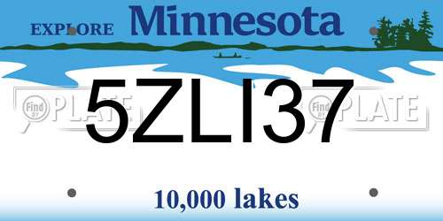 5ZLI37 Minnesota License Plate