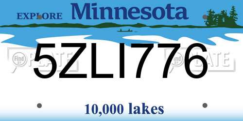 5ZLI776 Minnesota License Plate