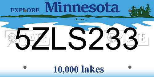 5ZLS233 Minnesota License Plate