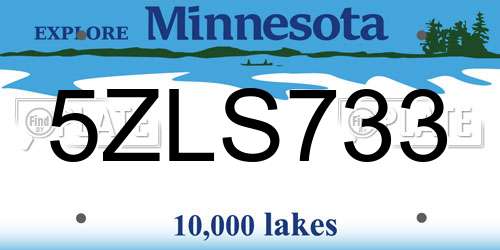 5ZLS733 Minnesota License Plate