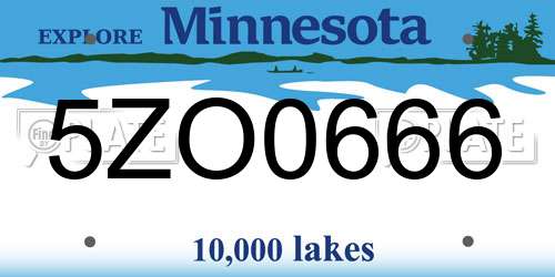 5ZO0666 Minnesota License Plate
