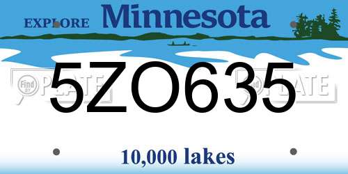 5ZO635 Minnesota License Plate