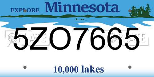 5ZO7665 Minnesota License Plate