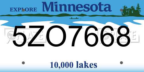5ZO7668 Minnesota License Plate