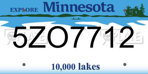 5ZO7712 Minnesota License Plate