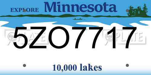 5ZO7717 Minnesota License Plate